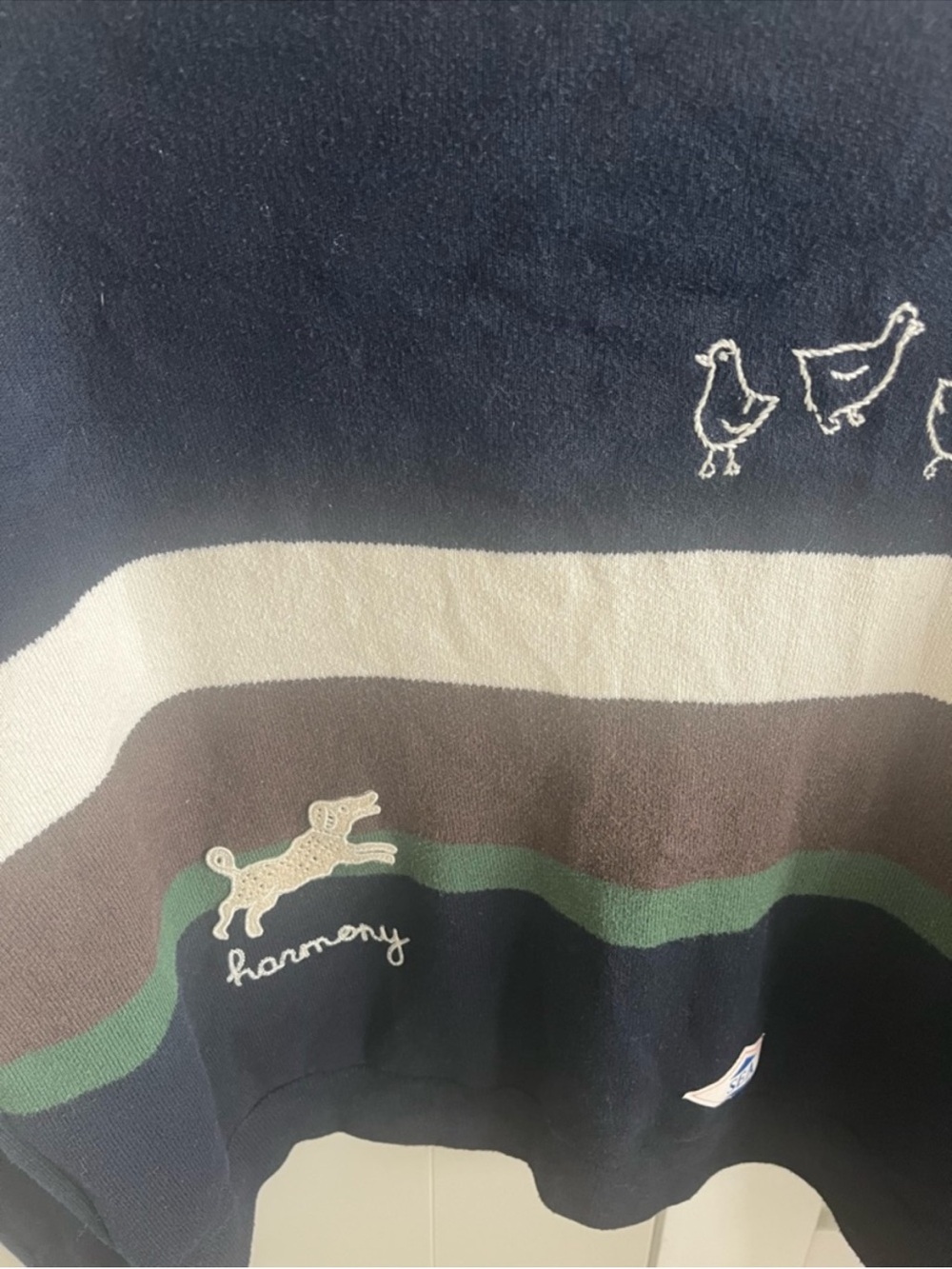 Sea New York Navy, White, Brown & Green Striped Rugby Sweatshirt - Picture 15 of 16